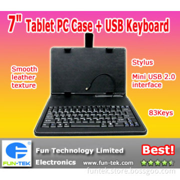 Leather Case with MiniUSB Wired Keyboard for 7 inch Tablet PC Mid Apad Epad Ipad